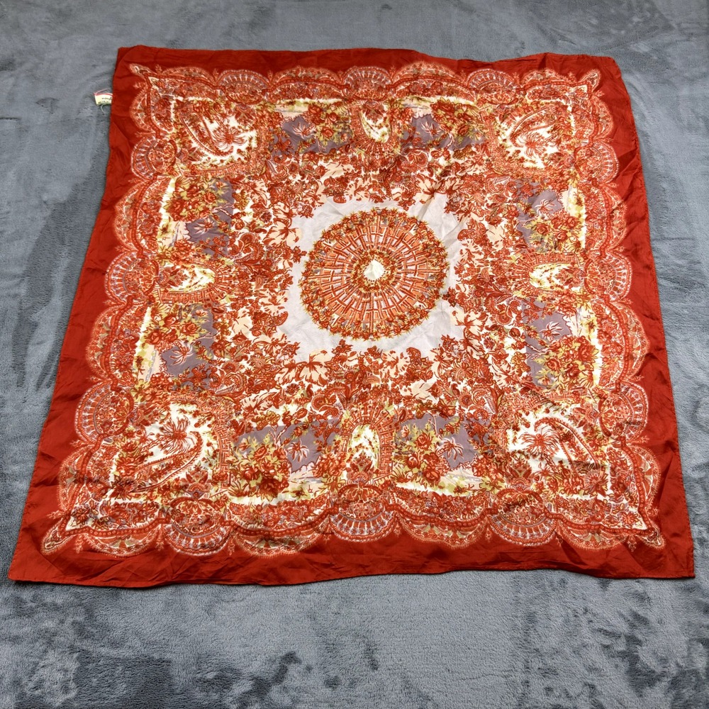 Vintage Morsly Womens Scarf Satin One Size 30x30 Unique Geometric Artsy Designer